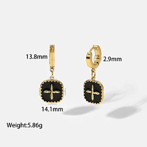 Lovely Drop Earrings Stainless Steel Cross Earrings