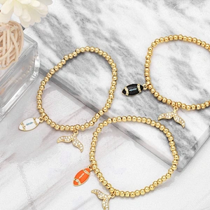 Zircon Mermaid Tail Gold Color Copper Beads Enamel Bracelets