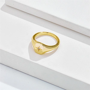 New Rings Star Ring Copper Plated 14K Gold Zircon Ring