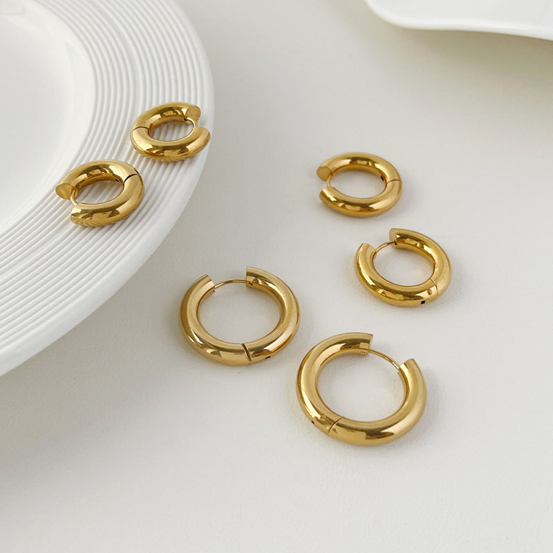 Gold Stainless Steel Earrings New 18K Gold Hoop Earrings