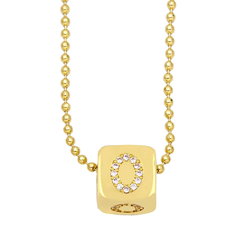 Geometric Gold Plated Zirconia Letters Pendant Necklace