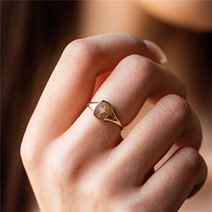 New Rings Star Ring Copper Plated 14K Gold Zircon Ring