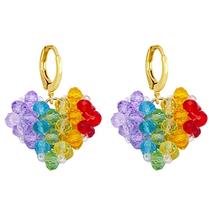 Gold Plated Copper Crystal Hoop Earrings Drop Party Earrings