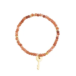 Stainless Steel Key And Crystal Beads Bracelet Wholesale