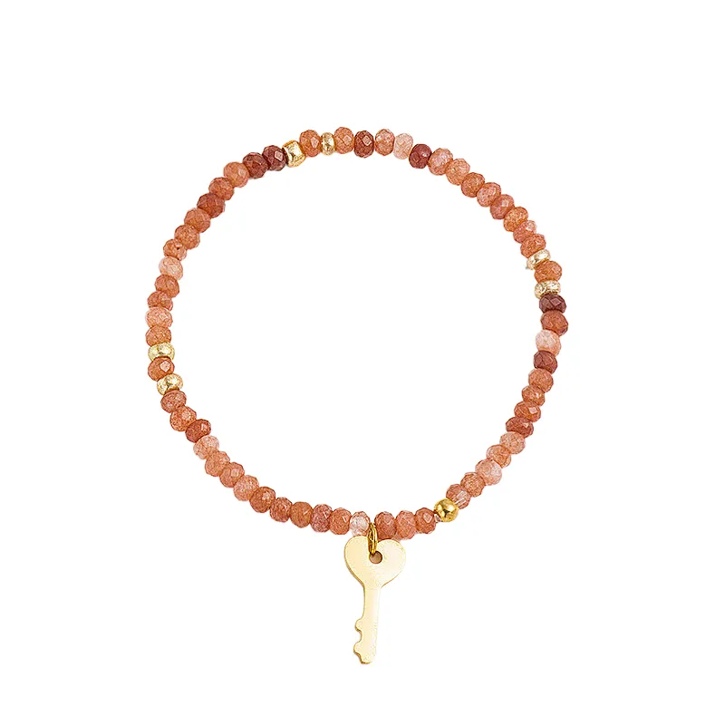 Stainless Steel Key And Crystal Beads Bracelet Wholesale