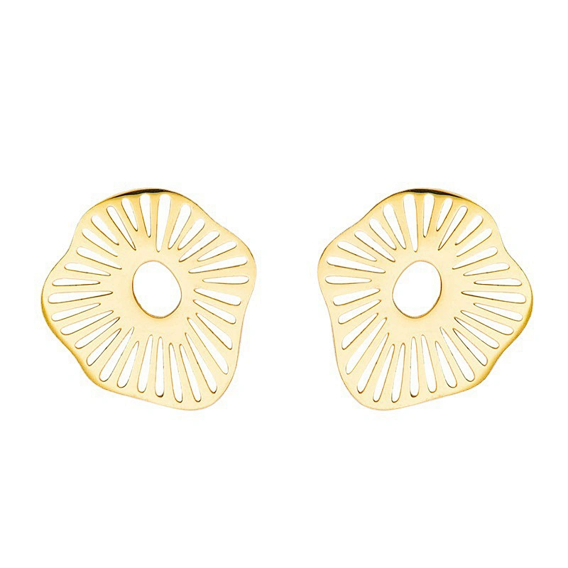 Simple Design Golden Hollow Earrings Nickel Free Stainless Steel