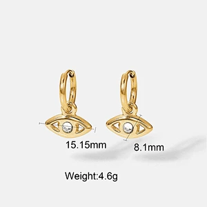 Stainless Steel Earrings Jewelry Cubic Zirconia Eye Earrings