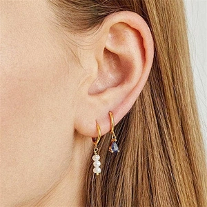 Romantic Perple Hoop Earrings Pearl Earrings For Girls Women