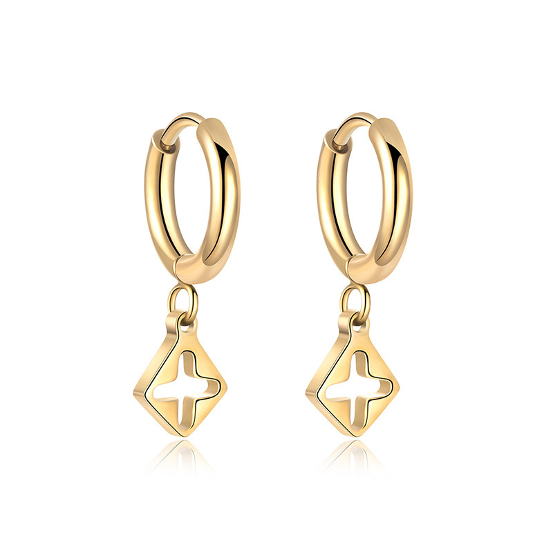 Fashion Steel Hollow Cross Earrings Wholesale