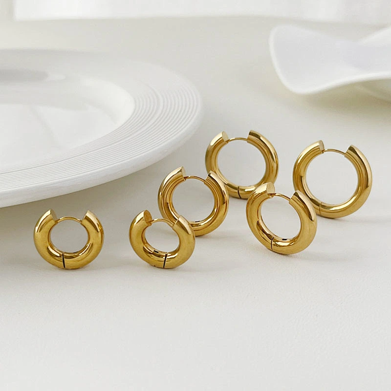 Gold Stainless Steel Earrings New 18K Gold Hoop Earrings