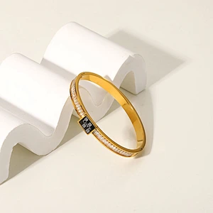 Fashion Stainless Steel LOVE Square Zircon Bracelet Women