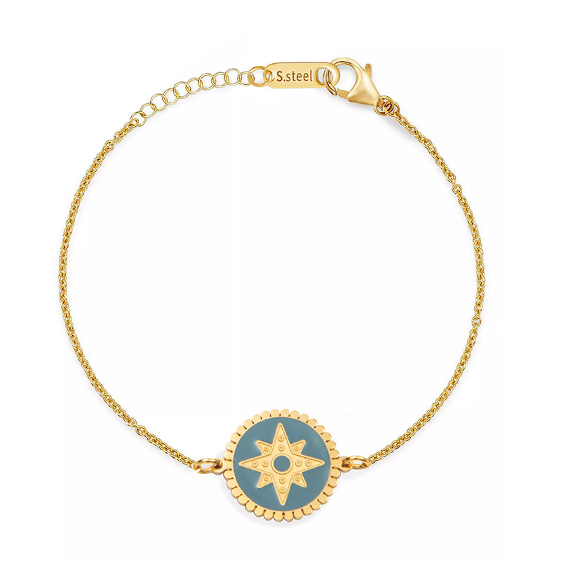 Vintage Titanium Steel Bracelet Gold Pentagram Bracelet