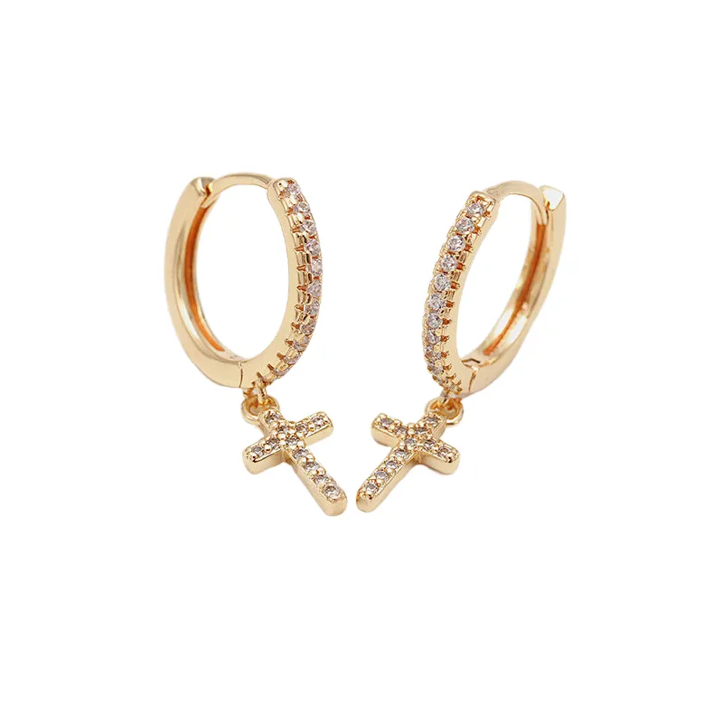 New Fashion Earrings Zircon Cross Earrings Wholesale