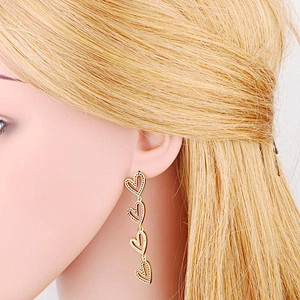 Heart Star Gold Plated Copper CZ Stone Women Girls Earrings