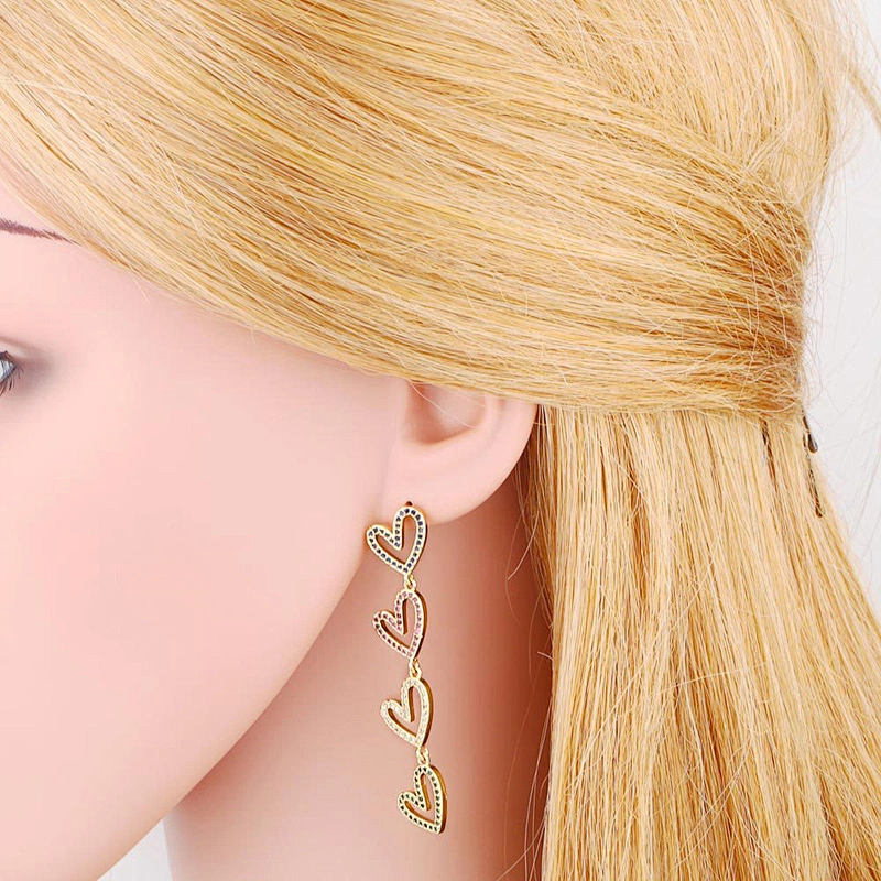 Heart Star Gold Plated Copper CZ Stone Women Girls Earrings