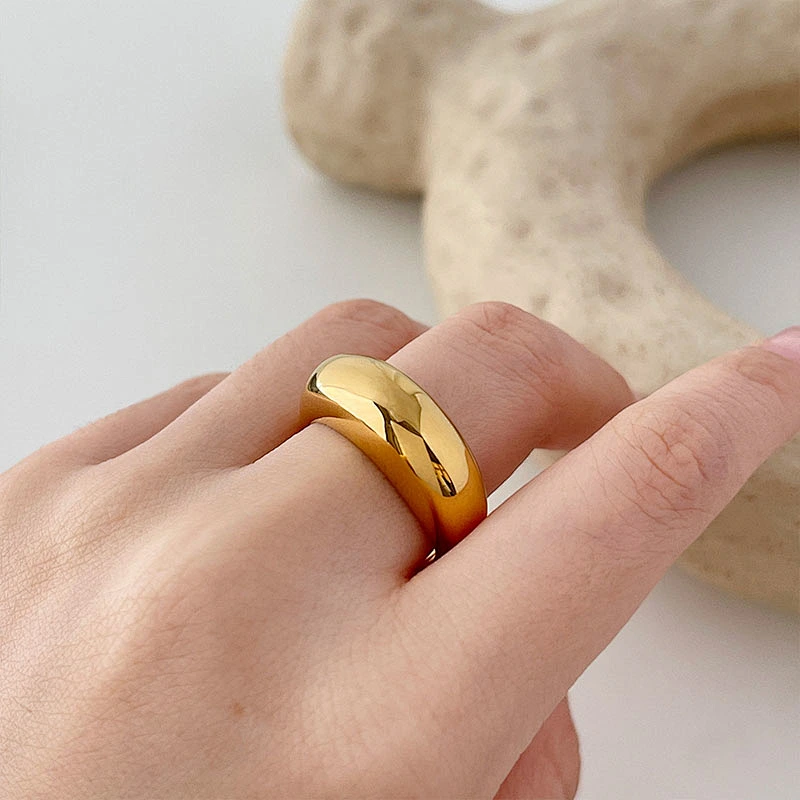 18K Gold Plated Simple Stainless Steel Ring