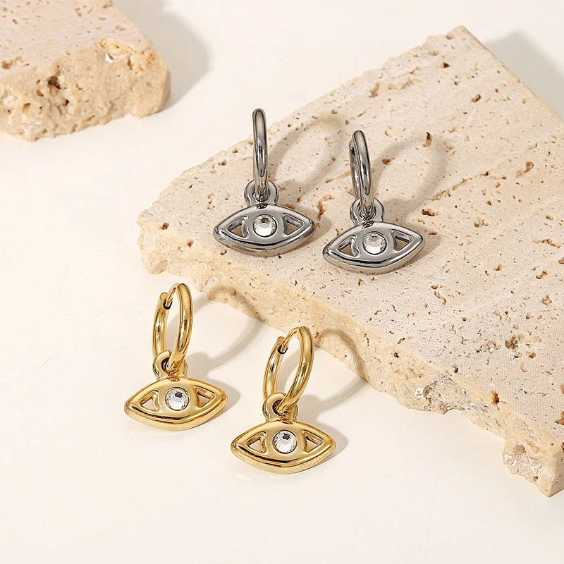 Stainless Steel Earrings Jewelry Cubic Zirconia Eye Earrings