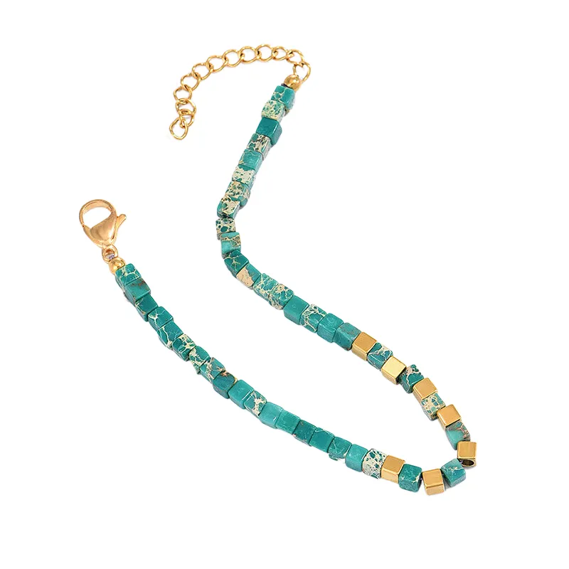 Green Natural Stone Bracelet Stainless Steel Bracelet