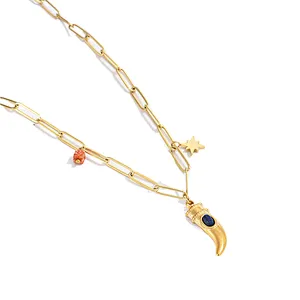 Vintage Simple Stainless Steel Hollow Gold Chain Necklace
