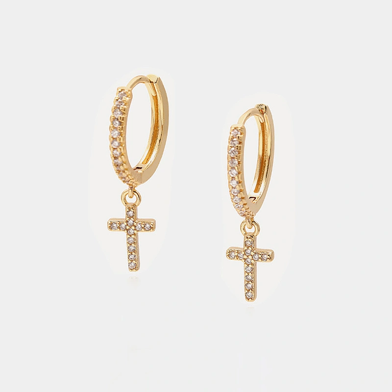 New Fashion Earrings Zircon Cross Earrings Wholesale