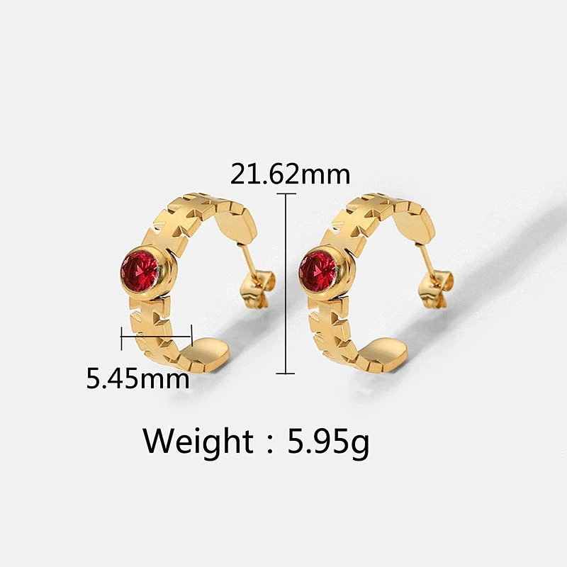 C Shape Zircon Earrings Women's Vintage Earrings
