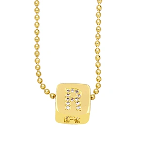 Geometric Gold Plated Zirconia Letters Pendant Necklace