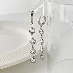 Women's Long Tassel Earrings Colorful Zircon Earrings