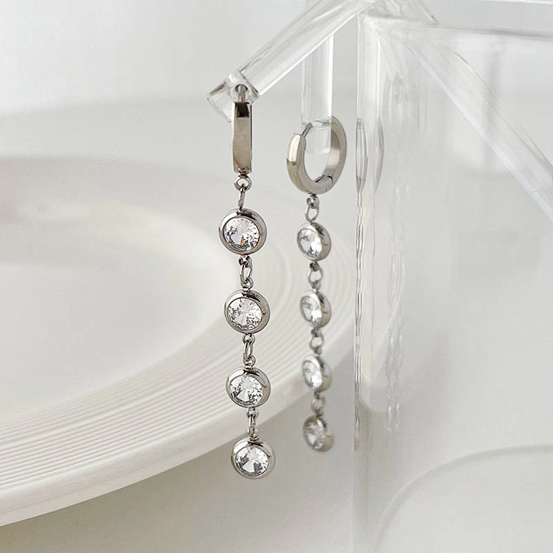 Women's Long Tassel Earrings Colorful Zircon Earrings