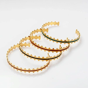14K Gold Drip Oil Craft Vintage Bracelet Open Design Bracelet