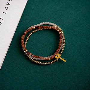 Stainless Steel Key And Crystal Beads Bracelet Wholesale