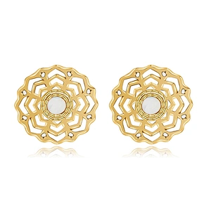 Hollow Flower Stud Earrings Set Vintage Steel Necklace