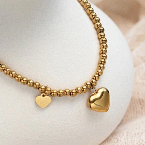 Titanium Beaded Jewelry Fashion Heart Pendant Bracelet