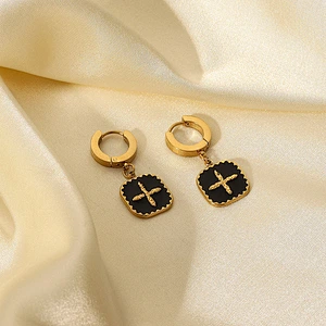 Lovely Drop Earrings Stainless Steel Cross Earrings