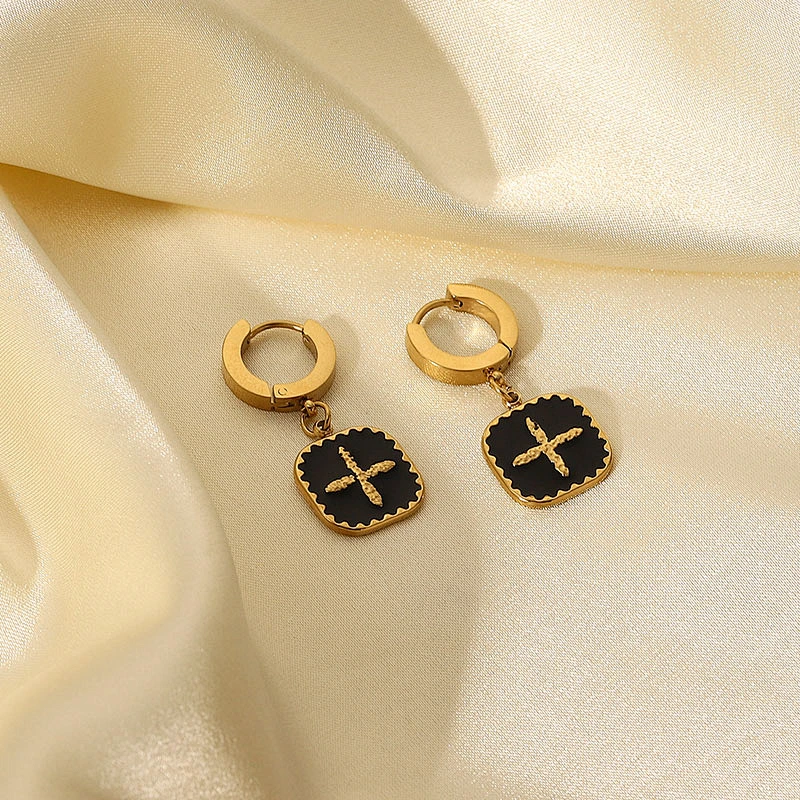 Lovely Drop Earrings Stainless Steel Cross Earrings