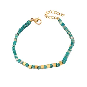 Green Natural Stone Bracelet Stainless Steel Bracelet