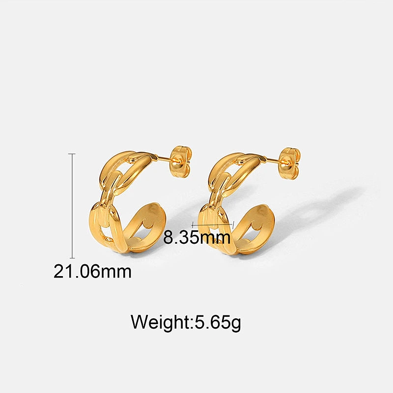 Trend Hoop Earrings Titanium Steel C-Shaped Stud Earrings
