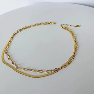Personality Double Chain Simple Snake Bone Chain Necklace