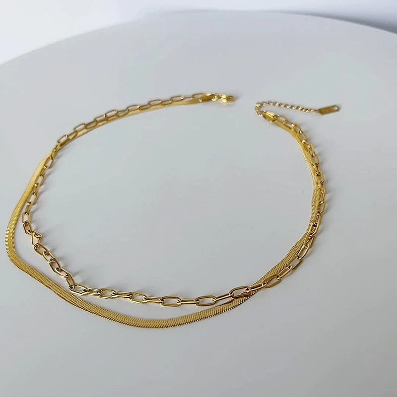 Personality Double Chain Simple Snake Bone Chain Necklace