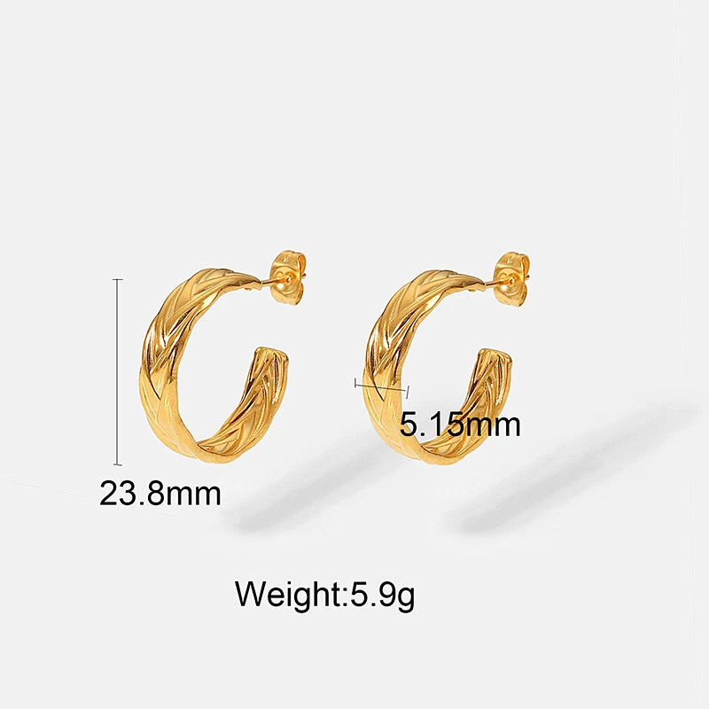 Trend Hoop Earrings Titanium Steel C-Shaped Stud Earrings