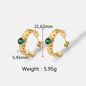 C Shape Zircon Earrings Women's Vintage Earrings