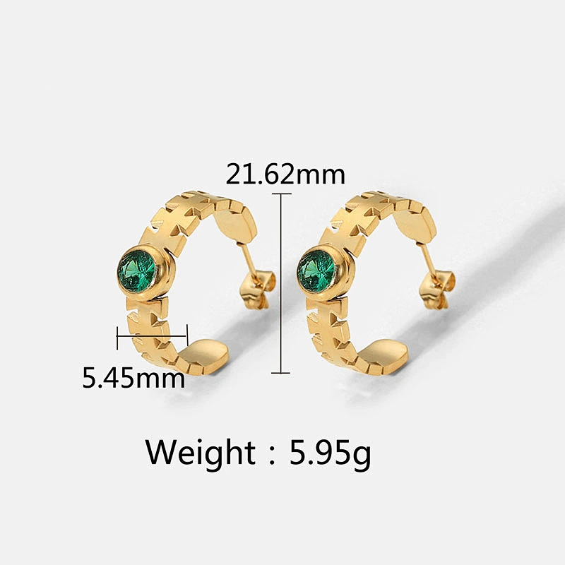 C Shape Zircon Earrings Women's Vintage Earrings