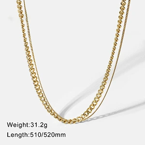 Gold Plated Cuban Chain Necklace Stainless Steel Necklace