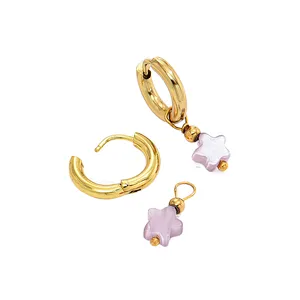 Fashion Purple Hoop Earrings Star Pendant Earrings