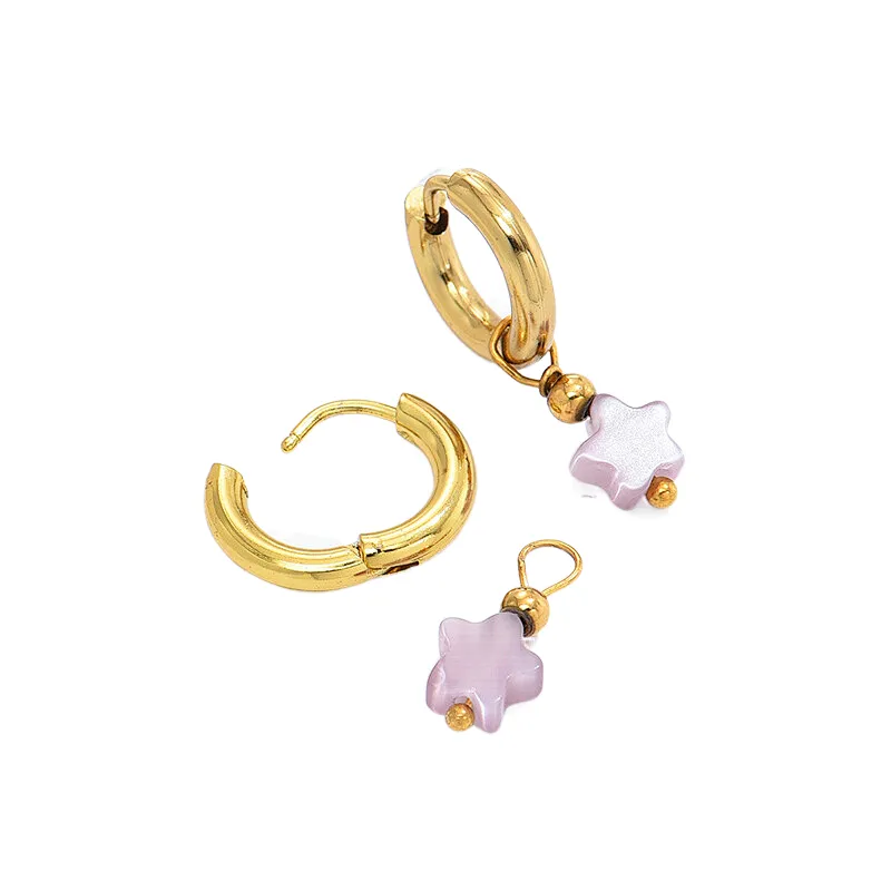 Fashion Purple Hoop Earrings Star Pendant Earrings
