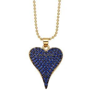 Heart Shaped Pendant Brass Necklace Micro Setting Jewelry