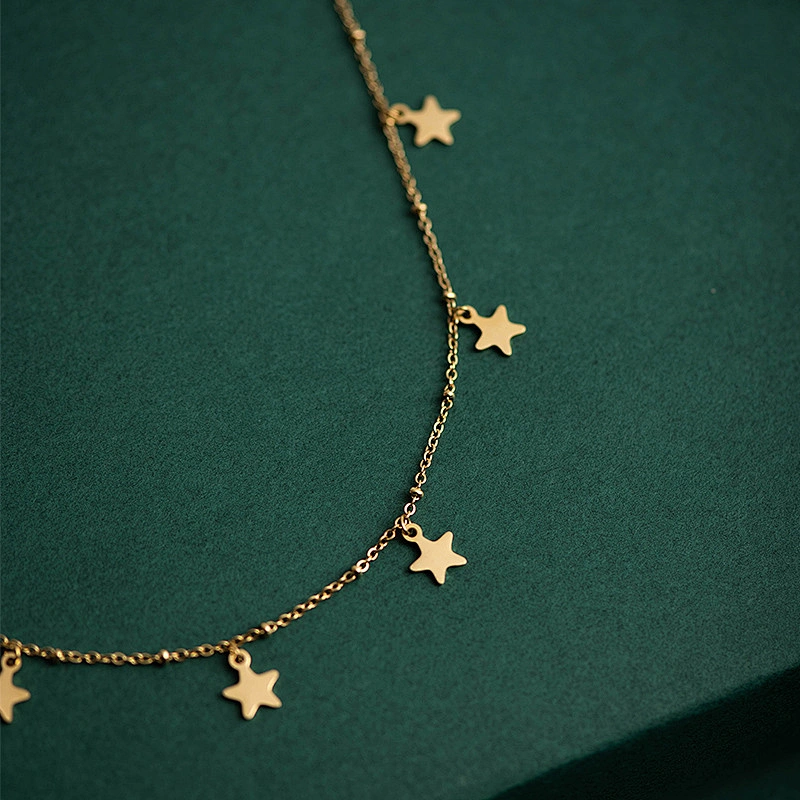 Star Pendant Titanium Steel Chain Choker Necklace