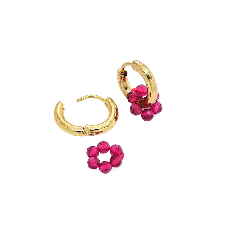 Fashion Hollow Hoop Earrings Flower Pendant Earrings