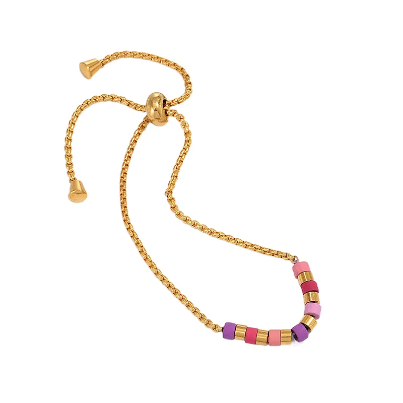 Trendy Stainless Steel Handmade Colorful Beaded Bracelet
