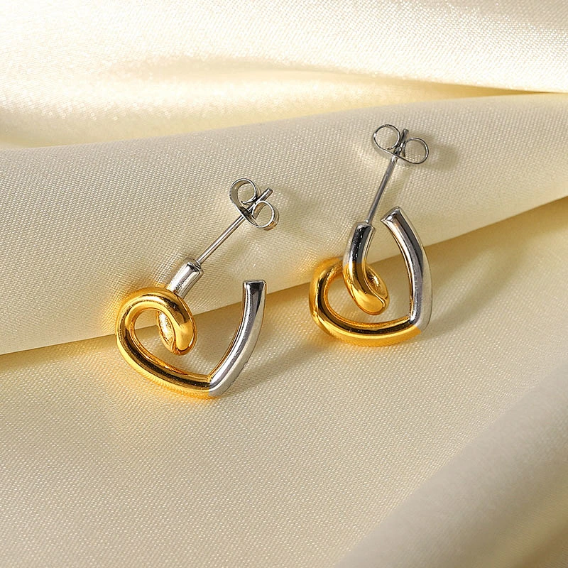 Steel Heart Earrings Titanium Stud Earrings Jewelry