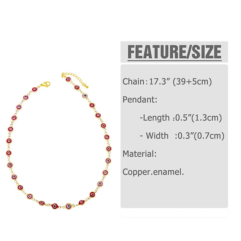 Enamel Simple Evil Eye Gold Color Copper Women Necklaces
